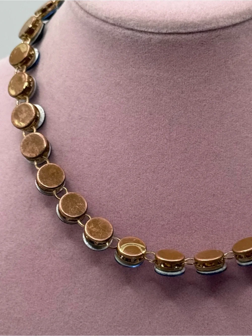 Classic dark Navy Crystal disc Link Necklace - Women Jewelry